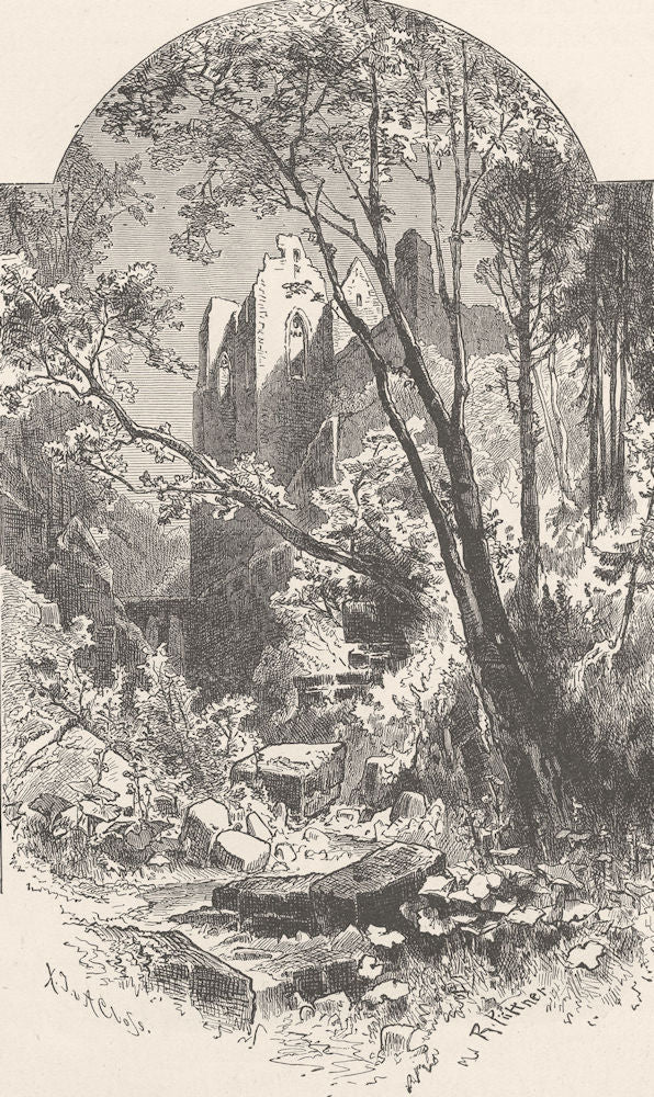 FRANCE. Ruins of Dusenbach 1903 old antique vintage print picture